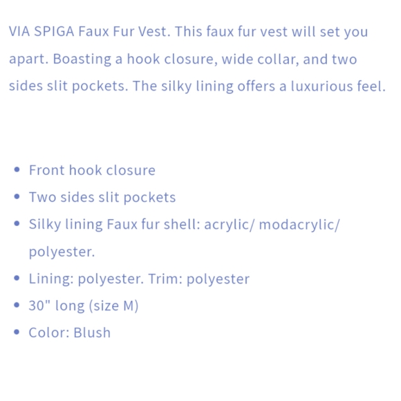 🆕⭐Via Spiga blush champagne faux fur vest - Picture 7 of 8